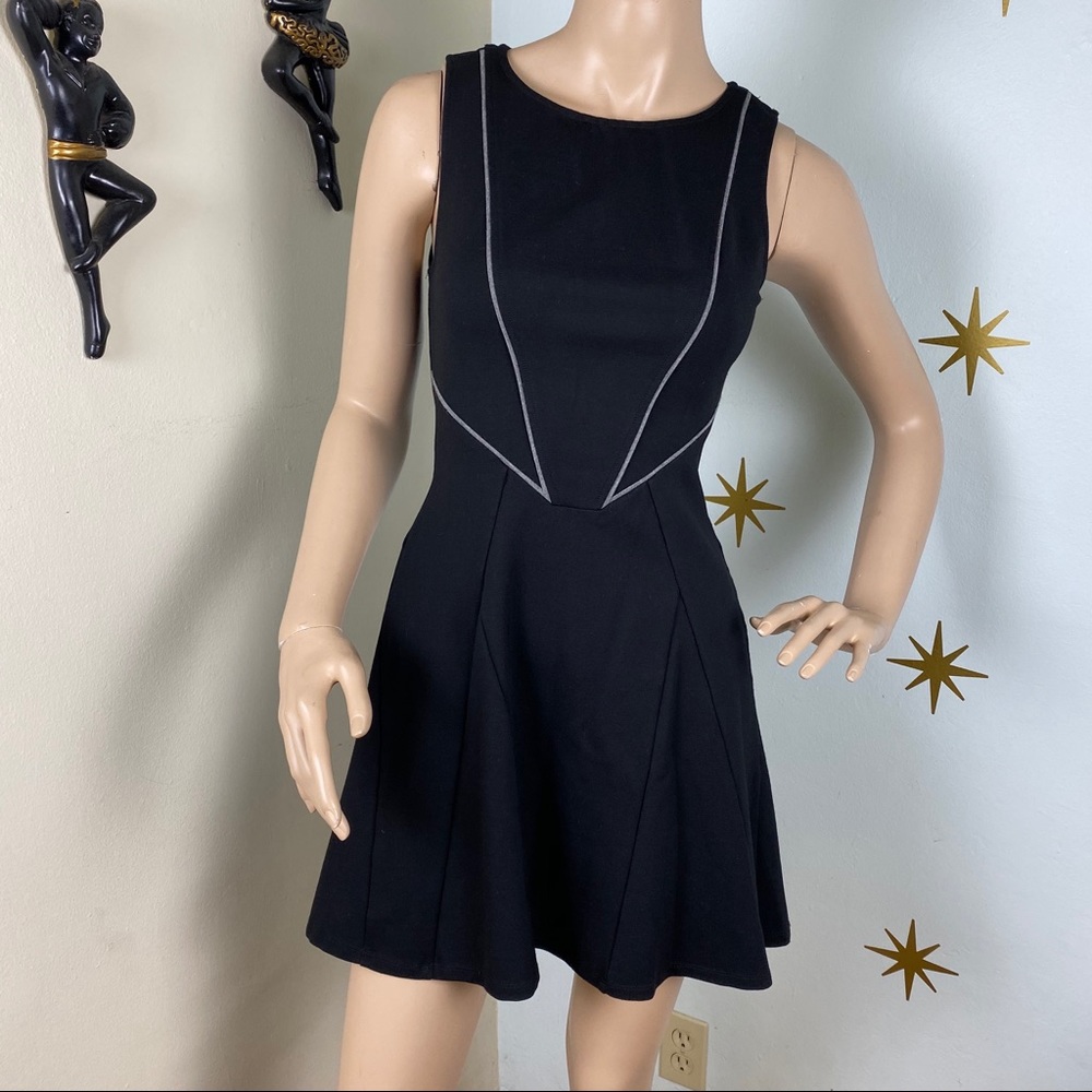Tart black structured mini dress